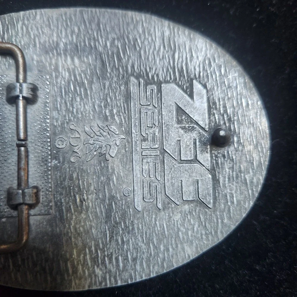 Cowboy Longhorn Cattle Pewter Belt Buckle Vintage Zee Series‎ Award Design Medal